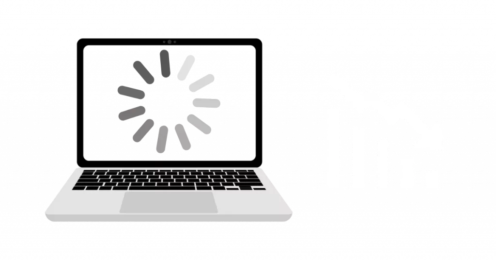 Ladebalken einer Website neben einer Stoppuhr und einer fallenden Conversion-Kurve als Symbol für verlorene Nutzer durch lange Ladezeiten.